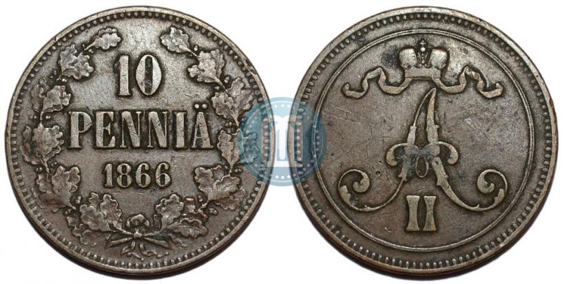 Picture 10 pennia 1866 year  