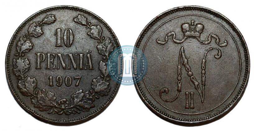 Picture 10 pennia 1907 year  
