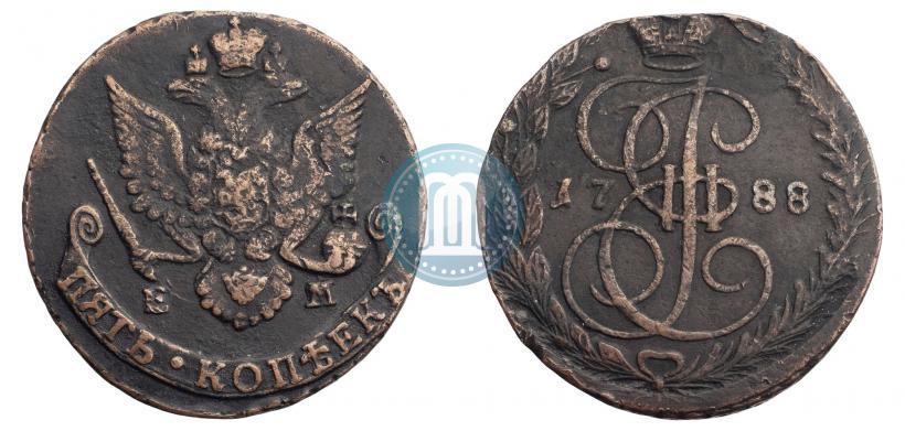 Фото 5 копеек 1788 года ЕМ 