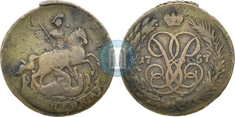 Picture 1 kopeck 1757 year  