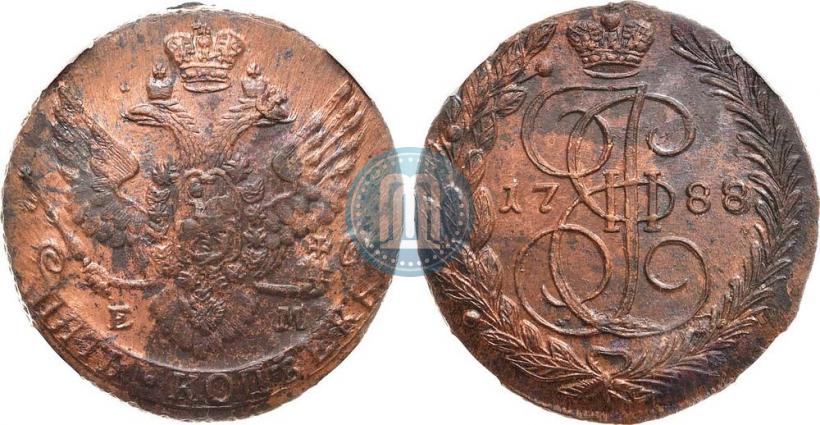 Picture 5 kopecks 1788 year ЕМ 