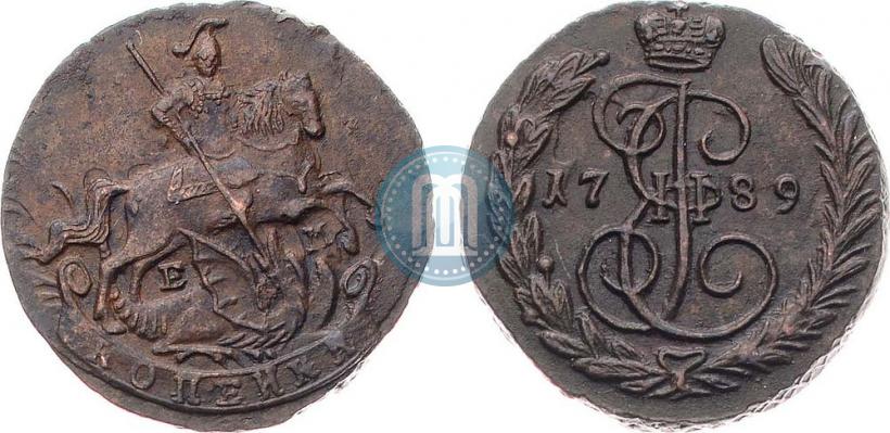 Picture 1 kopeck 1789 year ЕМ 