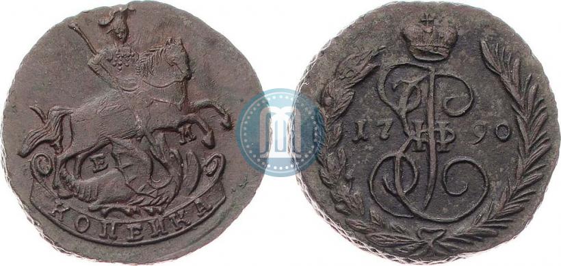 Picture 1 kopeck 1790 year ЕМ 