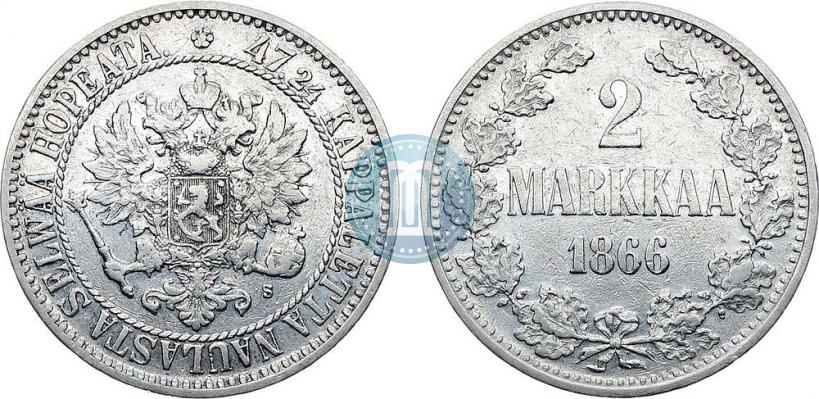 Picture 2 markkaa 1866 year S 