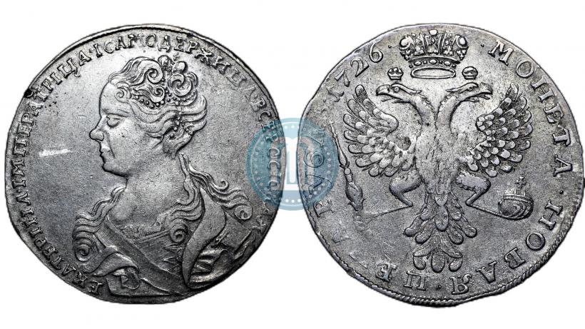 Фото 1 рубль 1726 года  "Московский тип, портрет влево"