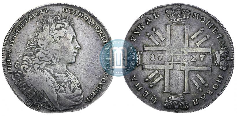 Фото 1 рубль 1727 года СПБ "Петербургский тип"