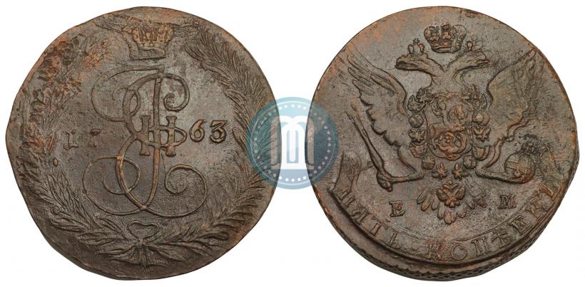 Picture 5 kopecks 1763 year ЕМ 