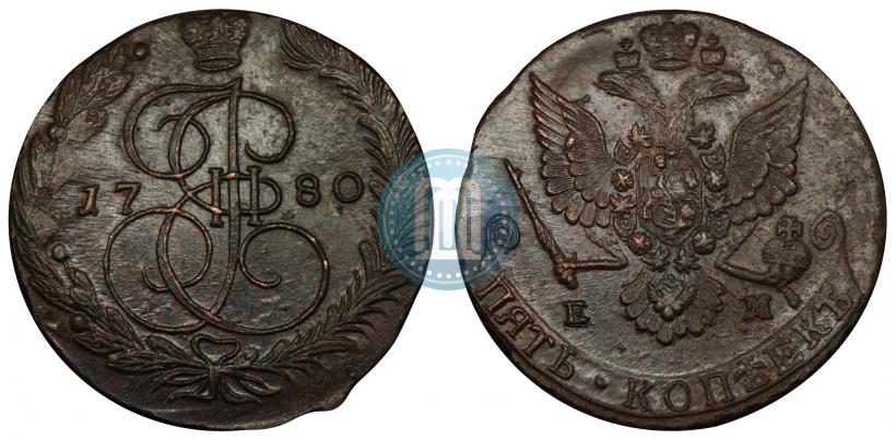 Picture 5 kopecks 1780 year ЕМ 