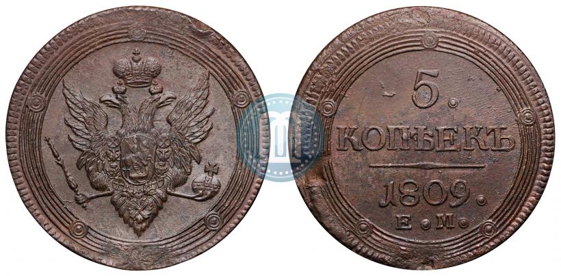 Picture 5 kopecks 1809 year ЕМ 