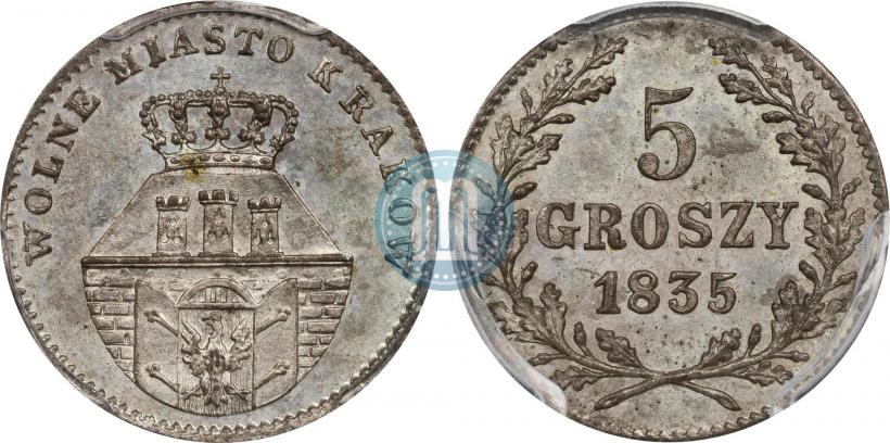 Фото 5 грошей 1835 года  "Свободный город Краков"