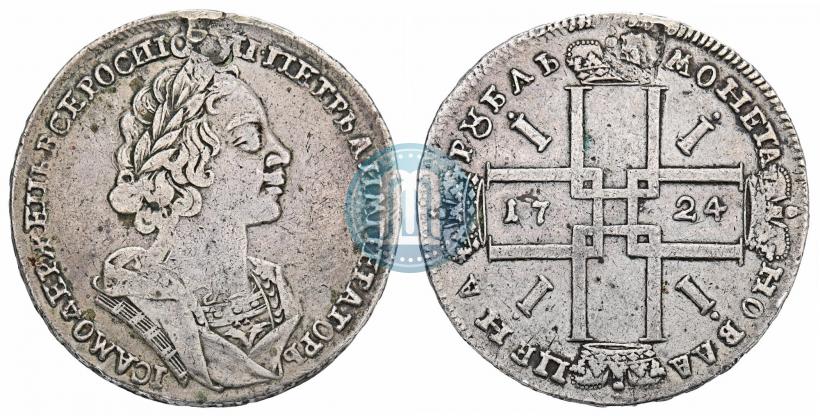 Фото 1 рубль 1724 года  "Портрет в античных доспехах"
