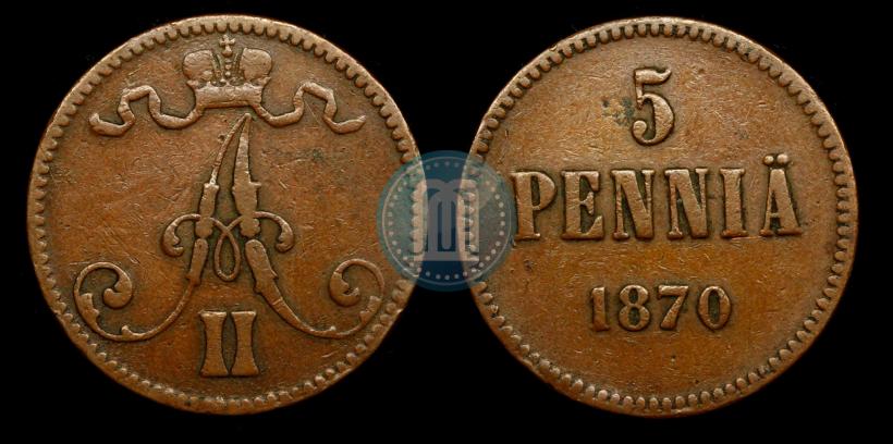 Picture 5 pennia 1870 year  