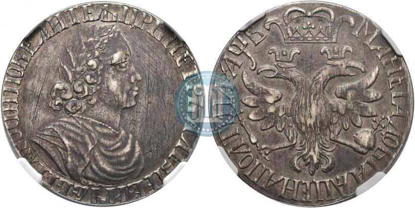 Picture Poltina 1702 year  "Without ribbons near the wreath"