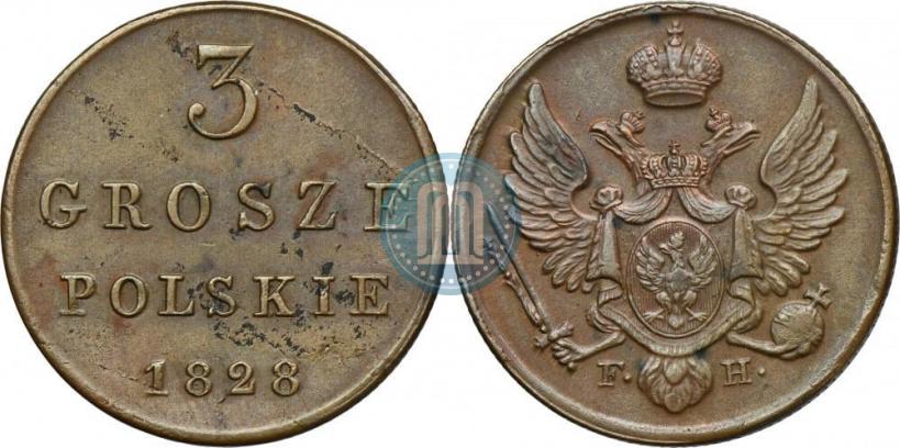 Фото 3 гроша 1828 года FH 
