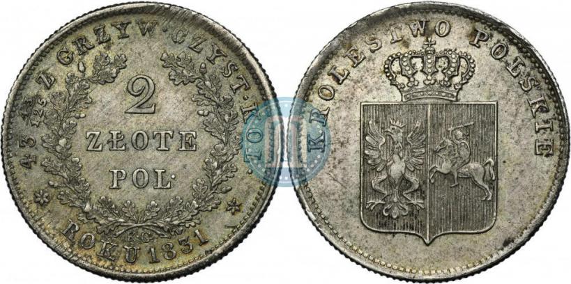Picture 2 złote 1831 year KG "Polish uprising"