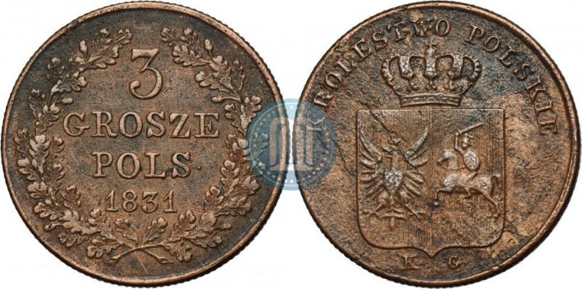 Фото 3 гроша 1831 года KG "Польское восстание"