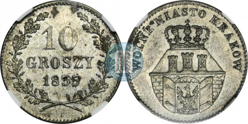 Picture 10 groszy 1835 year  "Free city of Kraków"