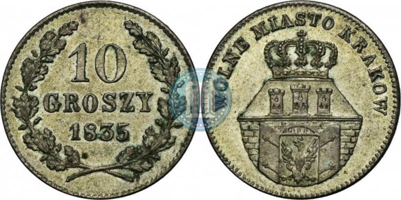 Picture 10 groszy 1835 year  "Free city of Kraków"