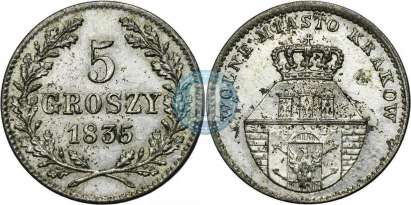 Фото 5 грошей 1835 года  "Свободный город Краков"
