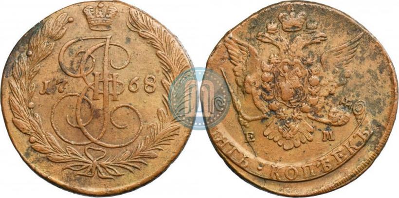 Picture 5 kopecks 1768 year ЕМ 