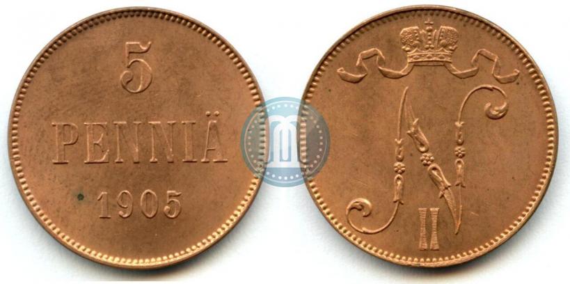 Picture 5 pennia 1905 year  