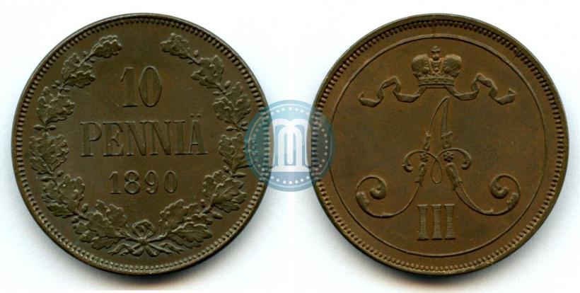 Picture 10 pennia 1890 year  