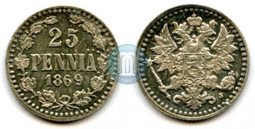 Picture 25 pennia 1869 year S 