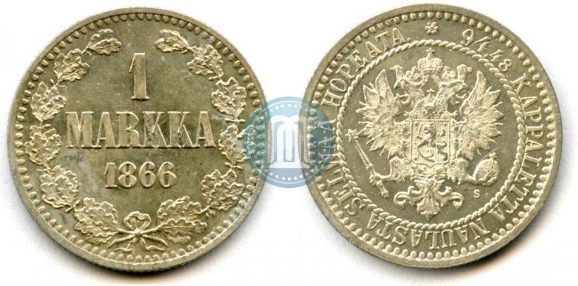 Picture 1 markka 1866 year S 