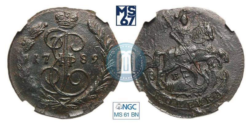 Picture 1 kopeck 1789 year ЕМ 