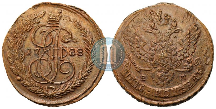 Picture 5 kopecks 1788 year ЕМ 