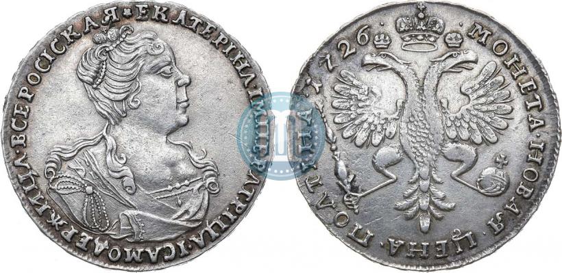 Фото Полтина 1726 года  "Московский тип, портрет вправо"