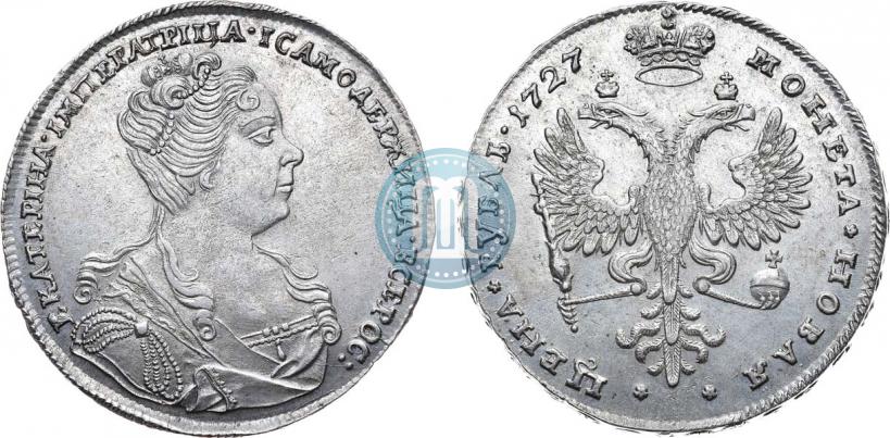 Фото 1 рубль 1727 года  "Московский тип, портрет вправо"