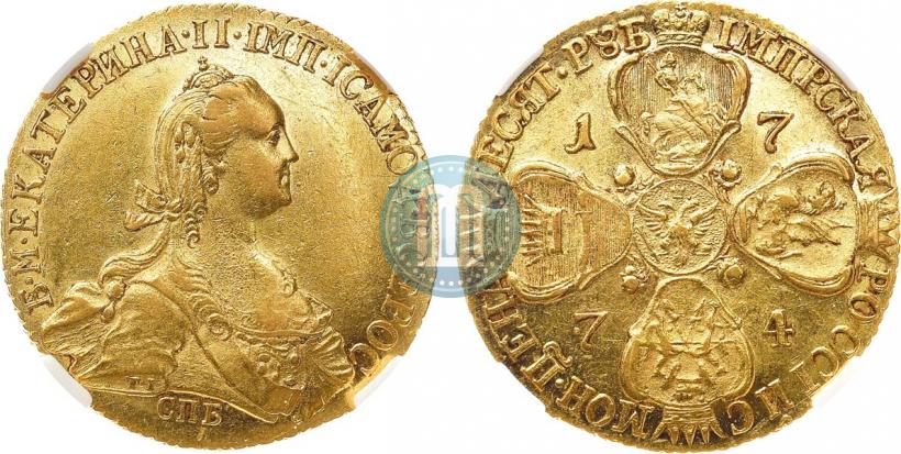 Picture 10 roubles 1774 year СПБ 