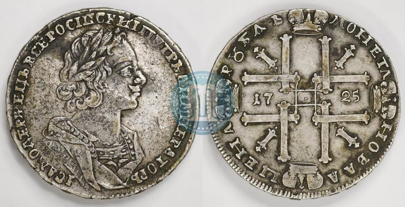 Фото 1 рубль 1725 года  "Портрет в античных доспехах"