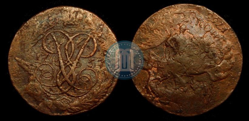 Фото 2 копейки 1757 года  "Номинал над Св. Георгием"