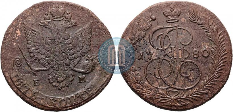 Picture 5 kopecks 1780 year ЕМ 