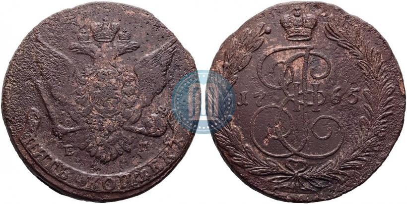 Фото 5 копеек 1765 года ЕМ 