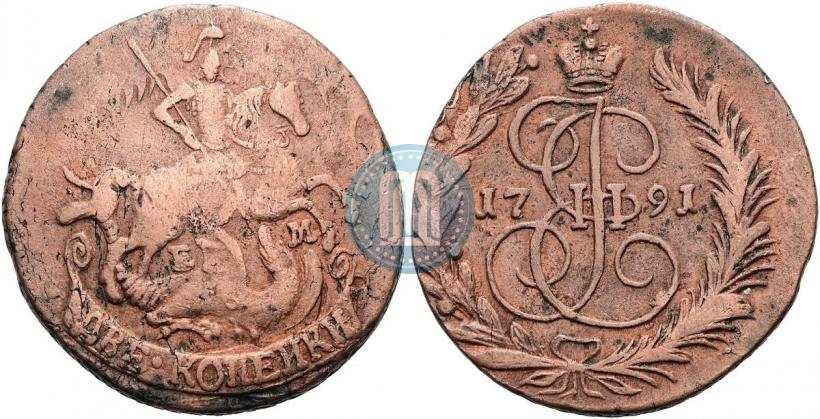 Picture 2 kopecks 1791 year ЕМ 