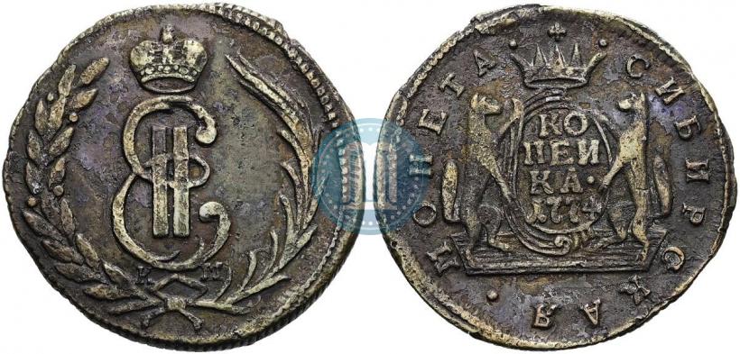Фото 1 копейка 1774 года КМ 