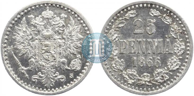 Фото 25 пенни 1866 года S 