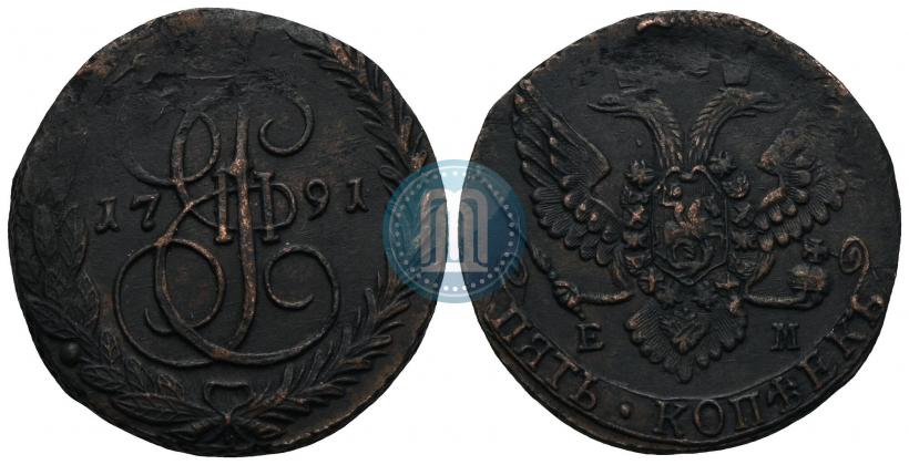 Picture 5 kopecks 1791 year ЕМ 