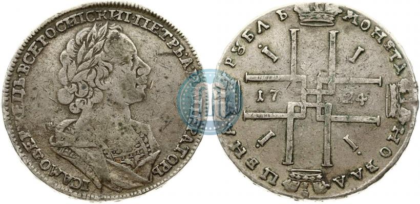 Фото 1 рубль 1724 года  "Портрет в античных доспехах"