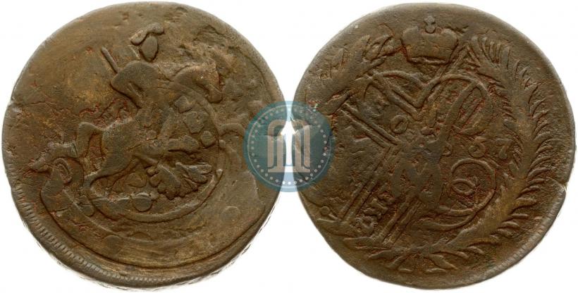 Фото 2 копейки 1757 года  "Номинал под Св. Георгием"