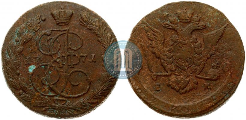 Picture 5 kopecks 1771 year ЕМ 