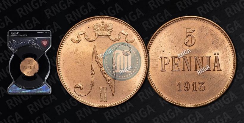 Picture 5 pennia 1913 year  