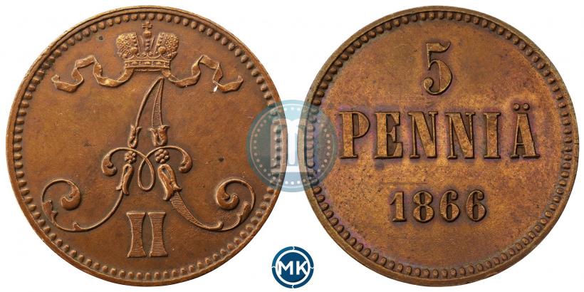 Picture 5 pennia 1866 year  