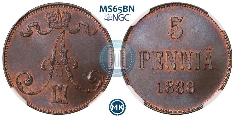 Фото 5 пенни 1888 года  