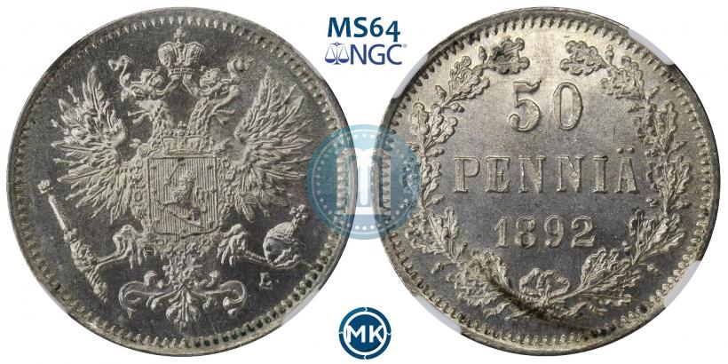 Фото 50 пенни 1892 года L 