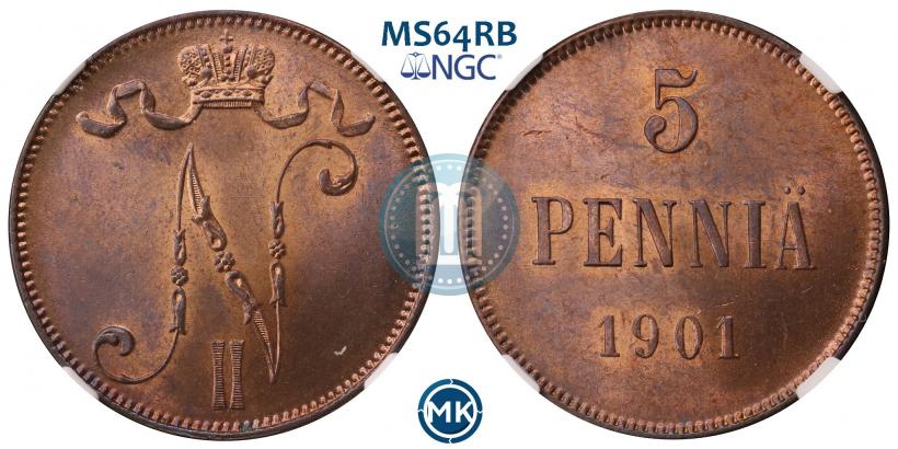 Picture 5 pennia 1901 year  