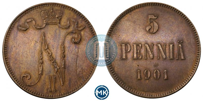 Picture 5 pennia 1901 year  
